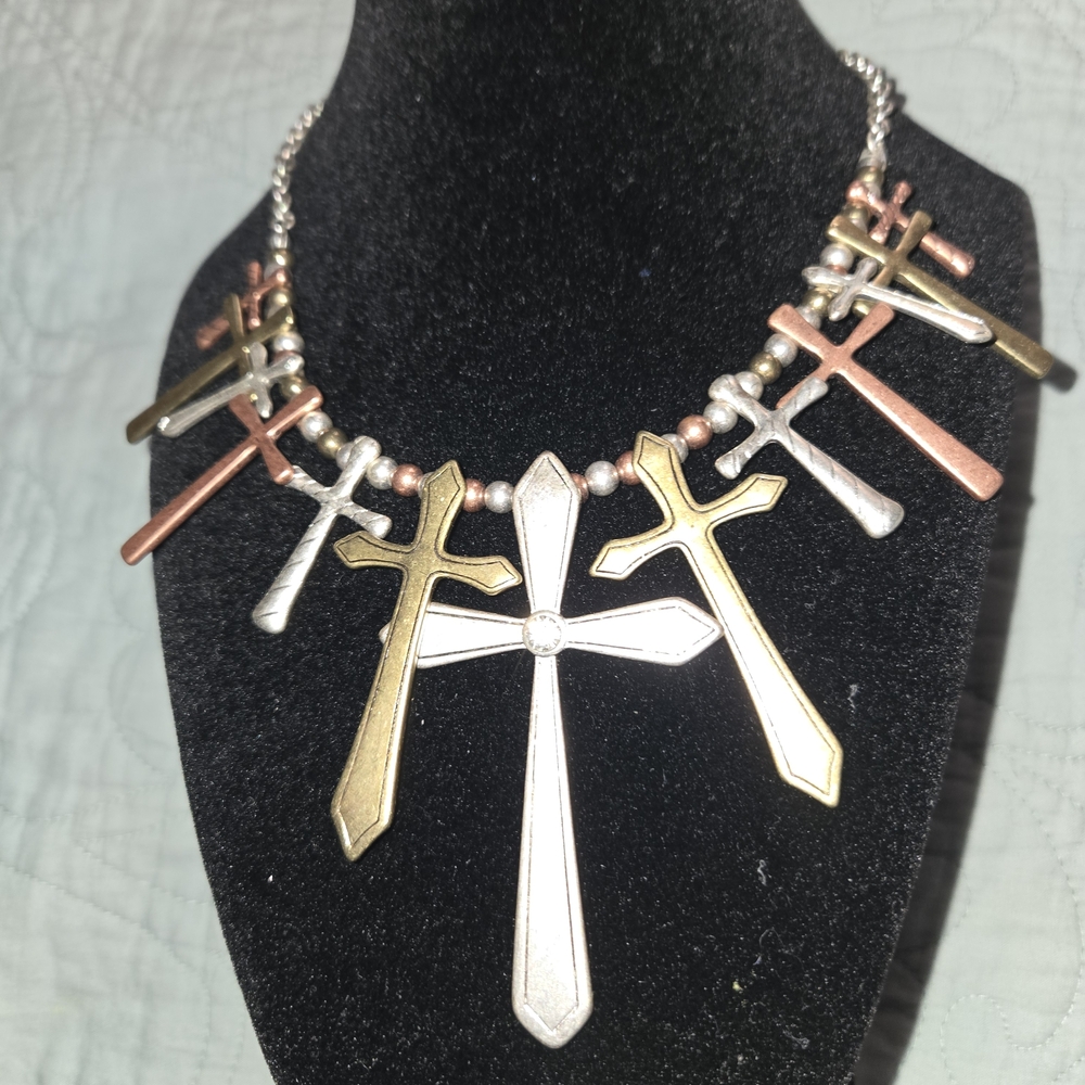Multicolor Cross Pendant Necklace